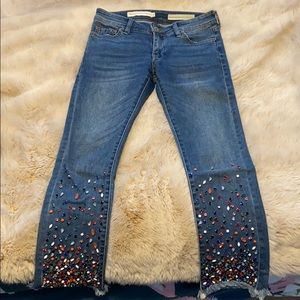 Anthropologie Pilcro Slim Straight Jeweled Jeans